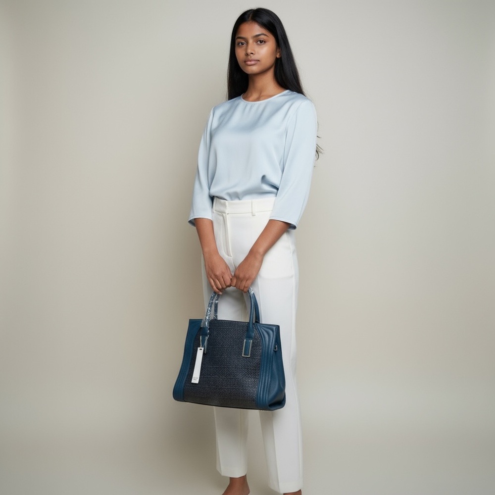 PINK HALEY BLUE  MEDIUM SIZE SPACIOUS HAND BAG